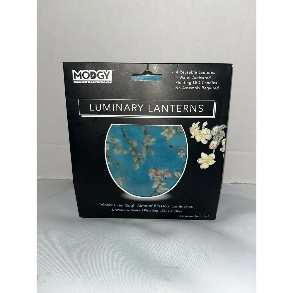 Modgy Luminary Lanterns 4ct Reusable, Unbreakable -Van Gogh‎ ALMOND BLOSSOM
